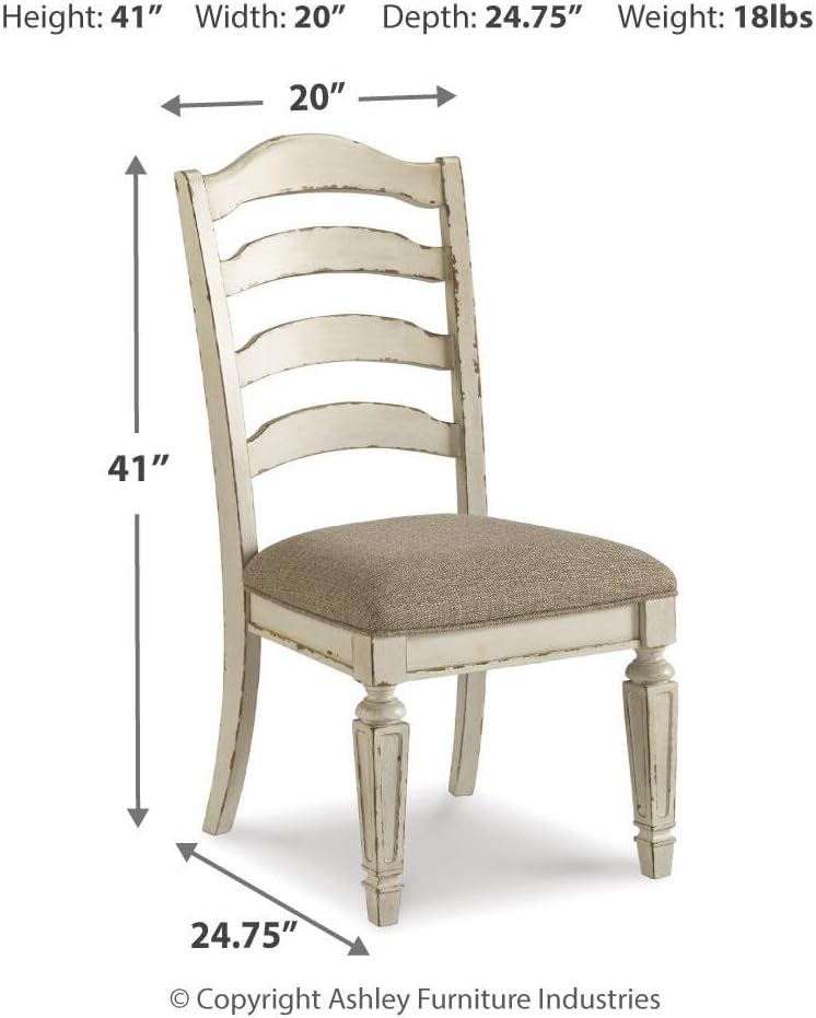 Signature Design by Ashley Realyn Wood Dining Chairs Set of 2, White