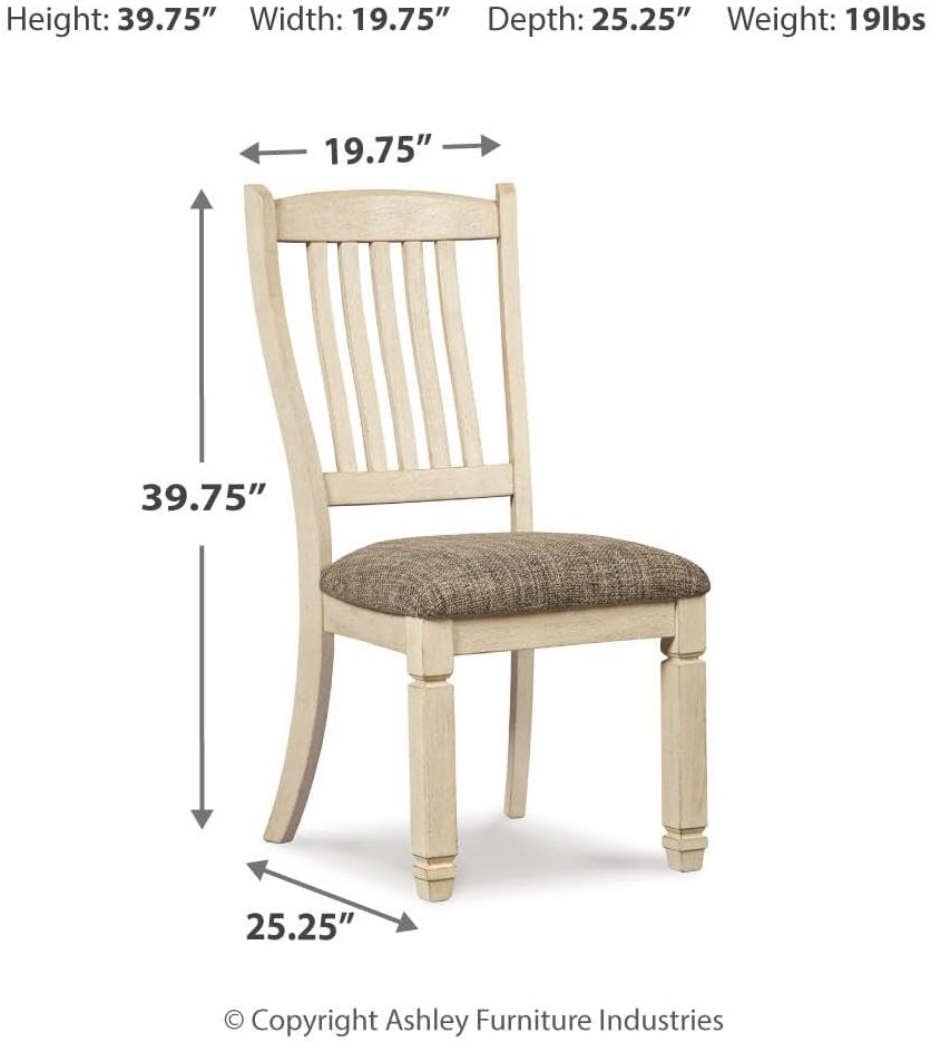Signature Design by Ashley Bolanburg Upholstered Wood Dining Chairs, 2 Pack