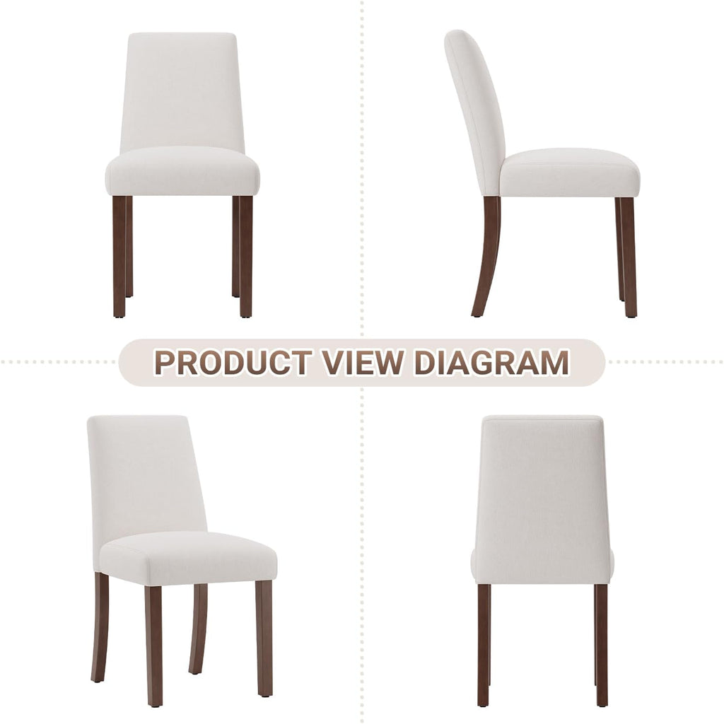 MALOL Upholstered Kitchen Chairs Set of 6, Modern Kitchen Chairs with High Back, Padded Fabric Dining Room Chair with Solid Wood Legs for Restaurant/Cafe/Home, Light Beige