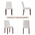 MALOL Upholstered Kitchen Chairs Set of 6, Modern Kitchen Chairs with High Back, Padded Fabric Dining Room Chair with Solid Wood Legs for Restaurant/Cafe/Home, Light Beige