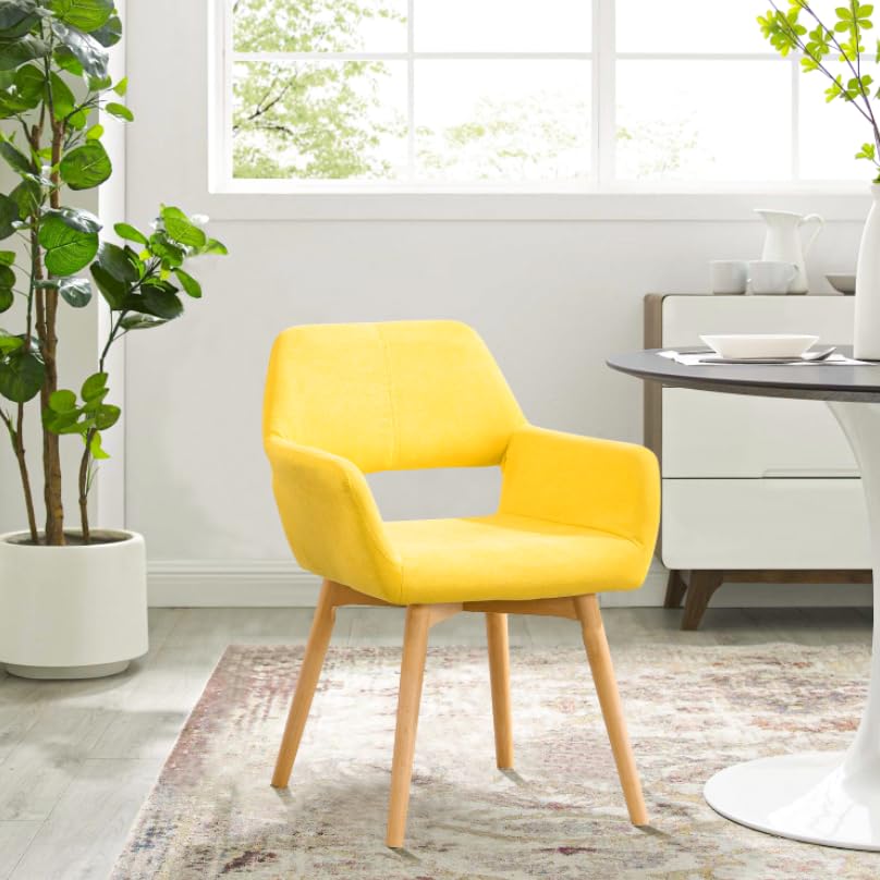 Mid Century Modern Dining Chairs Set of 2 & 4 & 6 Comfy Accent Chair Upholstered Kitchen Dining Living Room Chairs for Bedrooms Waiting Room Home Arm Desk Chair No Wheels (Wool White, 2)