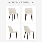 COLAMY Upholstered Dining Chairs Set of 6, Modern Kitchen & Dining Room Chairs with Curved Back, Fabric Padded Seat and Solid Wood Legs, Side Chairs for Restaurant, Cafe & Home, Beige