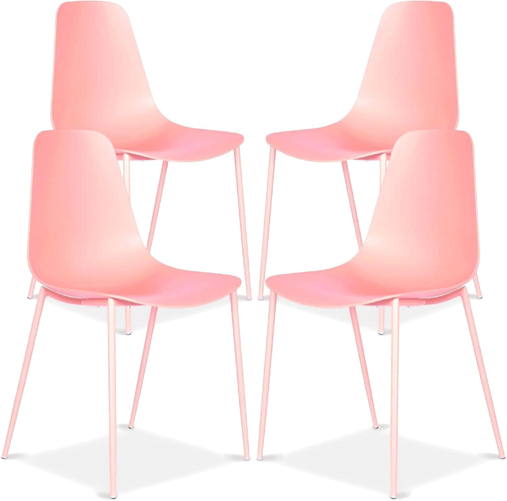 Poly & BARK Isla Modern Kitchen Chairs Set of 4 - Plastic Dining Chair with Metal Legs - Quick Assembly Simple Cafe Chairs Plastic for Indoor or Outdoor - Pistachio Green