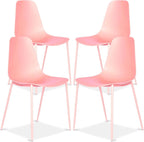 Poly & BARK Isla Modern Kitchen Chairs Set of 4 - Plastic Dining Chair with Metal Legs - Quick Assembly Simple Cafe Chairs Plastic for Indoor or Outdoor - Pistachio Green