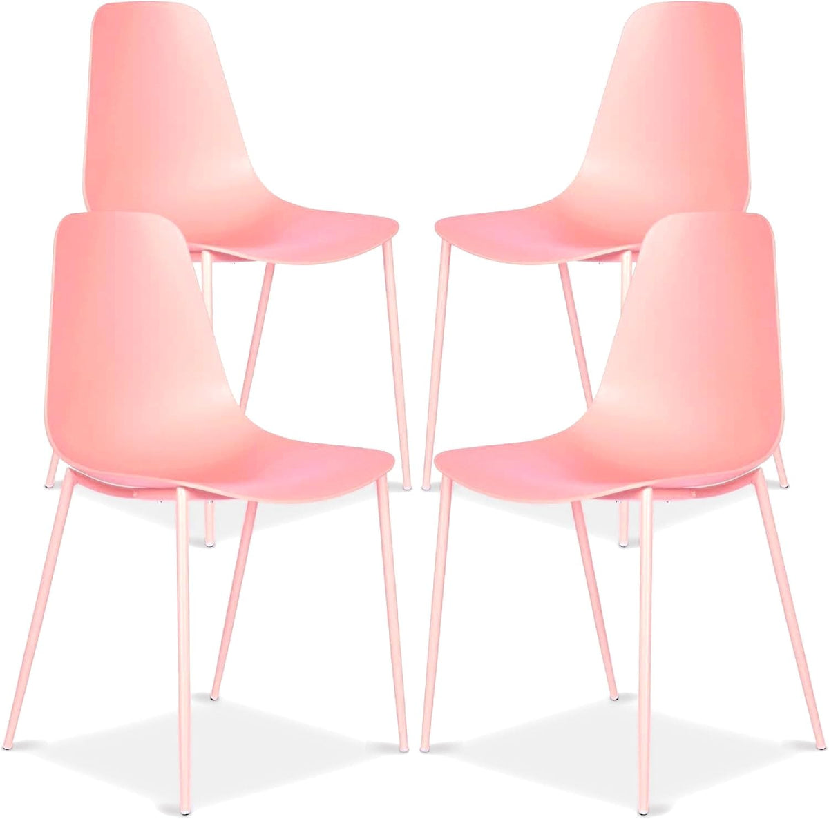 Poly & BARK Isla Modern Kitchen Chairs Set of 4 - Plastic Dining Chair with Metal Legs - Quick Assembly Simple Cafe Chairs Plastic for Indoor or Outdoor - Pistachio Green