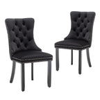 Hixkol Velvet Dining Chairs Set of 4,Upholstered Dining Chairs with Ring Pull Trim and Button Back,Modern Seating for Kitchen, Bedroom & Living Room(Grey)