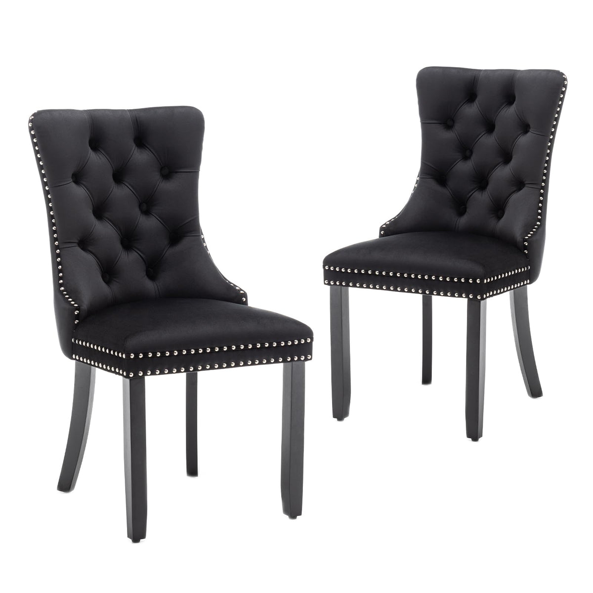 Hixkol Velvet Dining Chairs Set of 4,Upholstered Dining Chairs with Ring Pull Trim and Button Back,Modern Seating for Kitchen, Bedroom & Living Room(Grey)
