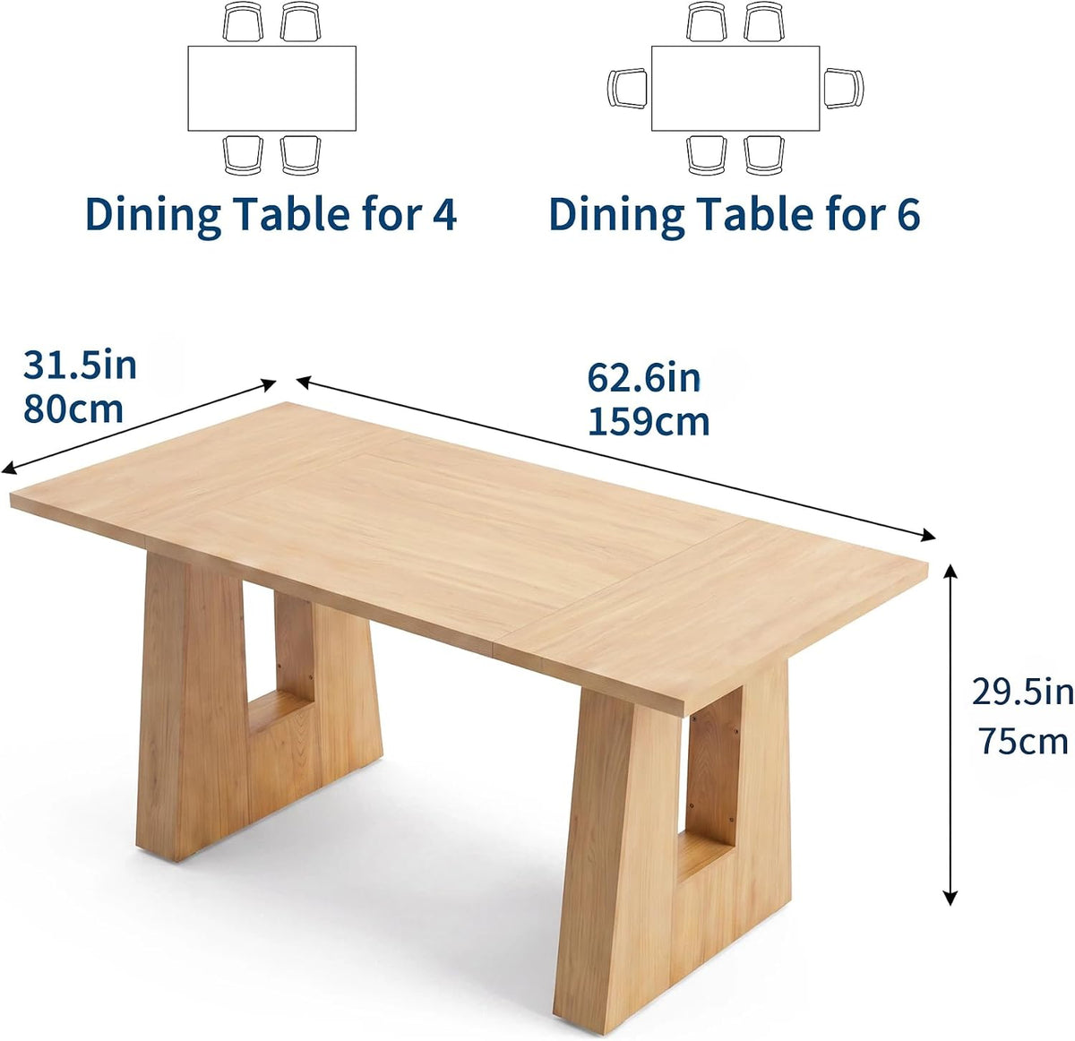Garvee 63" Dining Table for 4-6 People, Modern Kitchen Table, Light Oak