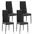 VEVOR Modern Dining Room Accent Chairs Set of 4, Upholstered Leather Side Chair for Living Room, Space-Saving Kitchen Chair with Thick Cushions and Metal Legs, Black