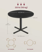 VASAGLE 31.5-Inch Dining Table, Small Round Kitchen Table for 4 People