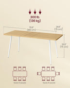 VASAGLE 70.9" Dining Table for 6-8 People, Modern Kitchen Table