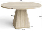 ONBRILL 47 Inch Round Dining Table for 4-6,Square Pedestal Base,Oak
