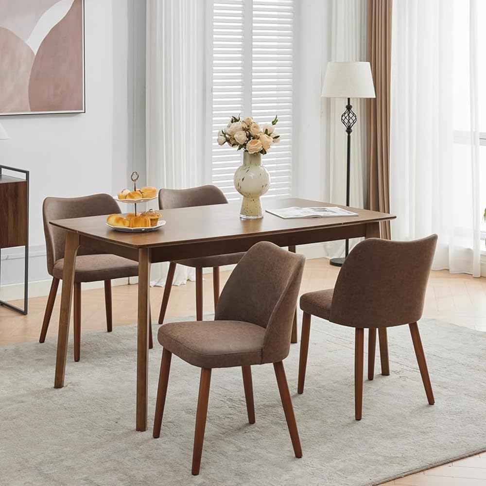 GarveeHome Wooden Dining Chair Set of 4 Upholstered Fabric Dining Chair