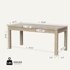 Farmhouse Dining Table for 6, Rectangle Dining Table, Kitchen Table Oak