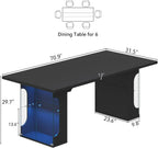 Loomie 70.8" Large Dining Table with Glass Storage Cabinet & LED Lights