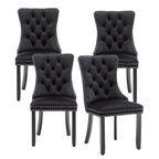 Hixkol Velvet Dining Chairs Set of 4,Upholstered Dining Chairs with Ring Pull Trim and Button Back,Modern Seating for Kitchen, Bedroom & Living Room(Grey)