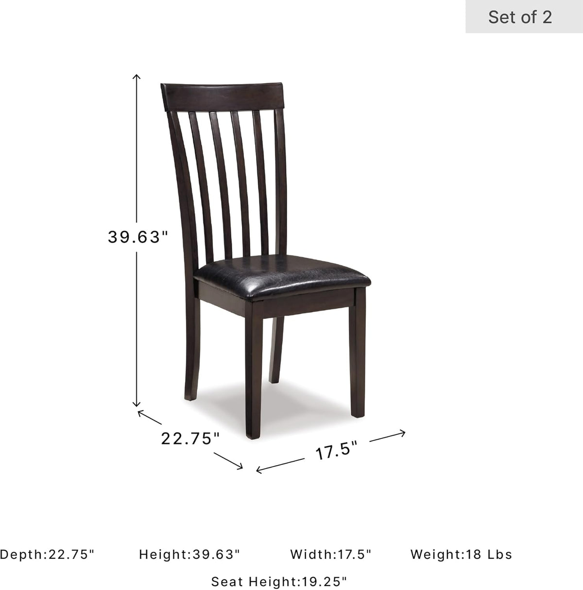Signature Design by Ashley Hammis Dining Chair, Set of 2, Dark Brown