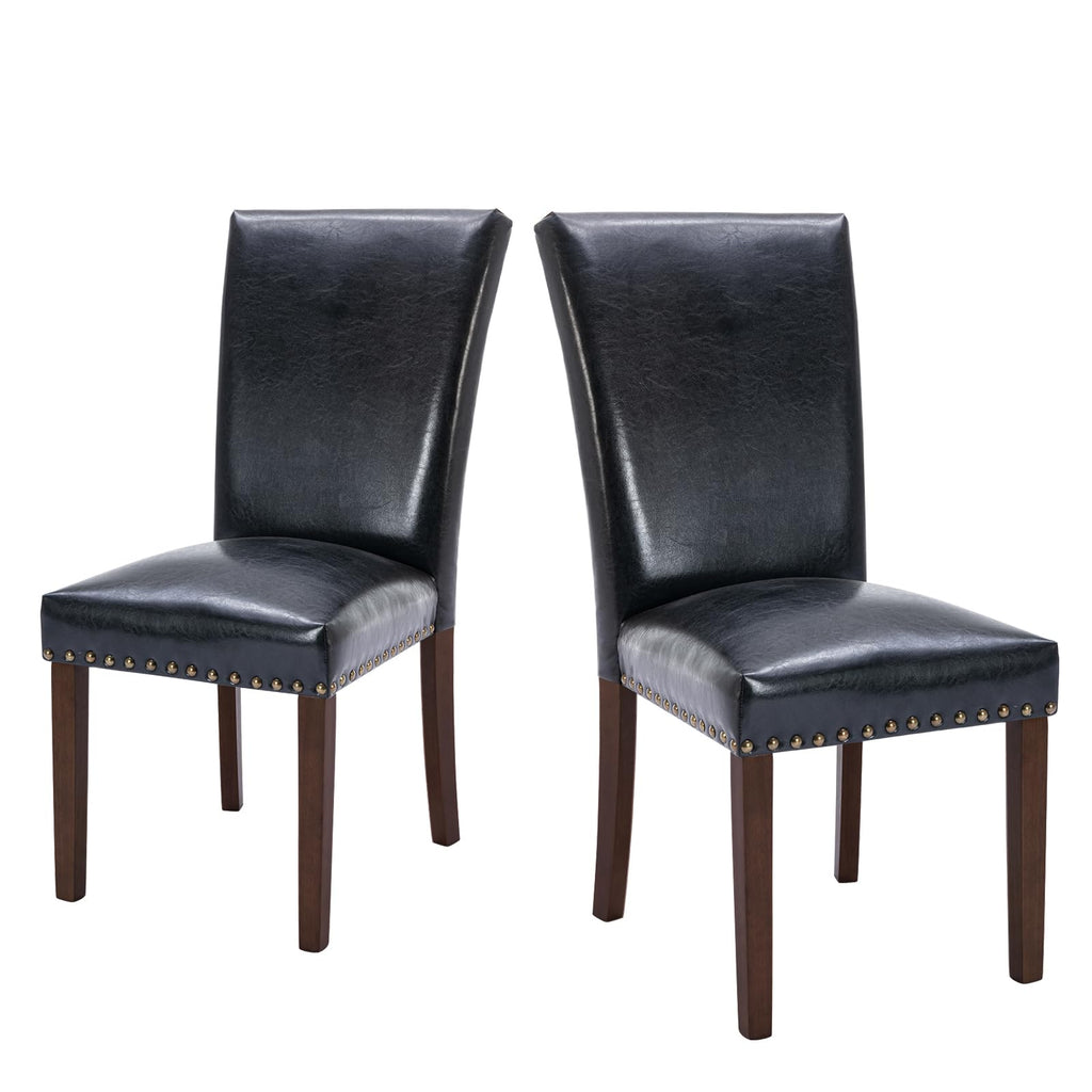 COLAMY Upholstered Parsons Dining Chairs Set of 4, Fabric Dining Room Kitchen Side Chair with Nailhead Trim and Wood Legs - Blue/White Flower
