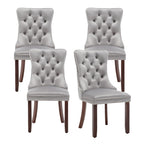 Hixkol Velvet Dining Chairs Set of 4,Upholstered Dining Chairs with Ring Pull Trim and Button Back,Modern Seating for Kitchen, Bedroom & Living Room(Grey)