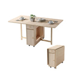 COMUHOME Drop Leaf Folding Dining Table with Storage, Wheels, Space Saving