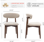 COLAMY Wooden Dining Chairs Set of 6, Upholstered Kitchen Side Chair, Beige