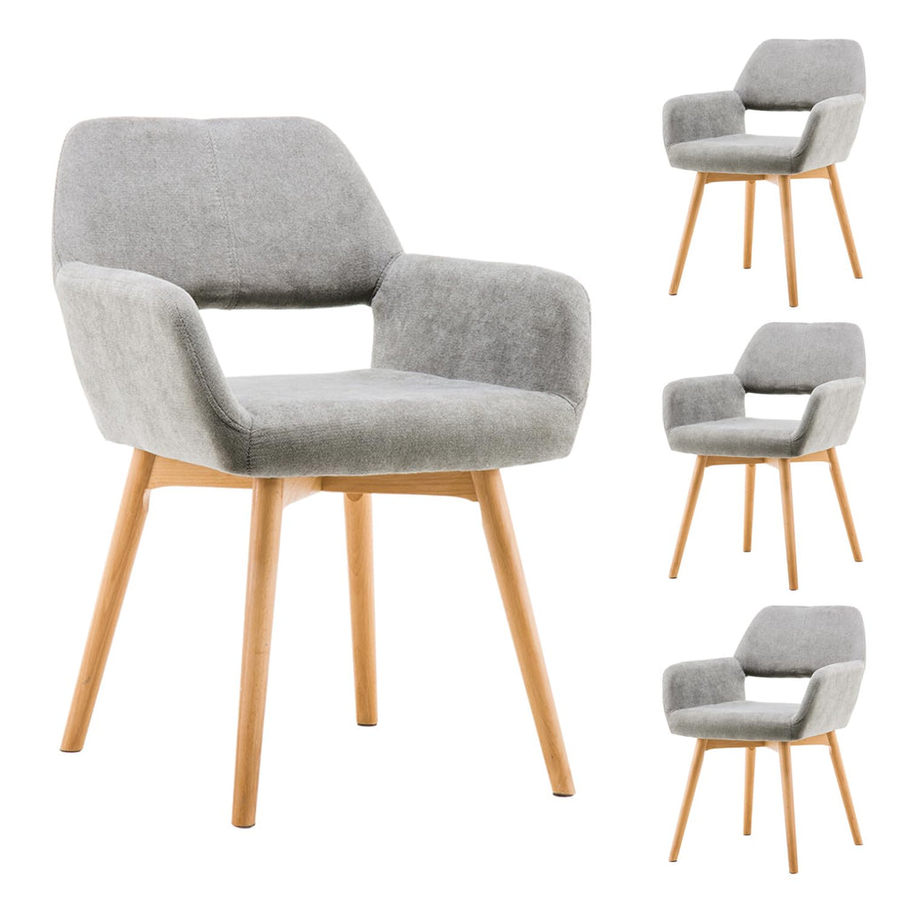 Mid Century Modern Dining Chairs Set of 2 & 4 & 6 Comfy Accent Chair Upholstered Kitchen Dining Living Room Chairs for Bedrooms Waiting Room Home Arm Desk Chair No Wheels (Wool White, 2)