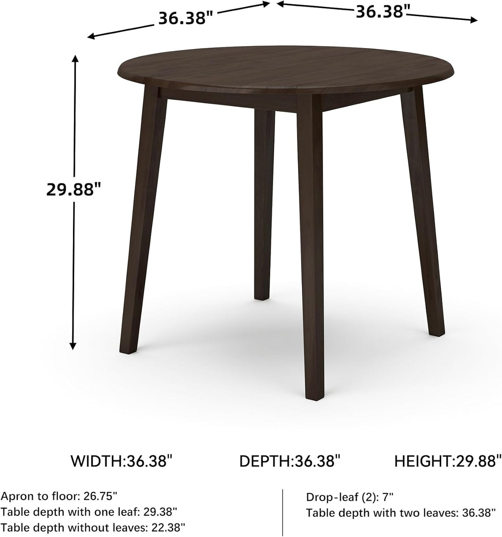 Signature Design by Ashley Small Round Drop Leaf Dining Table, Brown