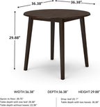Signature Design by Ashley Small Round Drop Leaf Dining Table, Brown