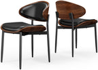 REONEY Dining Chairs Set of 2, Mid-Century Modern Kitchen Chairs, Black