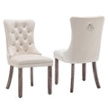 Velvet Dining Chairs, Tufted Kitchen & Dining Room Chairs, Beige, Set of 4