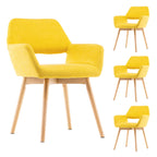Mid Century Modern Dining Chairs Set of 2 & 4 & 6 Comfy Accent Chair Upholstered Kitchen Dining Living Room Chairs for Bedrooms Waiting Room Home Arm Desk Chair No Wheels (Wool White, 2)