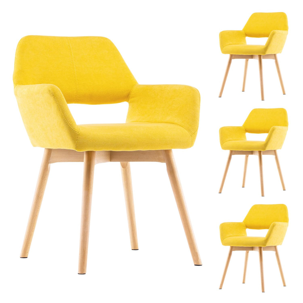 Mid Century Modern Dining Chairs Set of 2 & 4 & 6 Comfy Accent Chair Upholstered Kitchen Dining Living Room Chairs for Bedrooms Waiting Room Home Arm Desk Chair No Wheels (Wool White, 2)