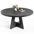 LITTLE TREE Round Dining Table for 4-6 People, 47 Inches Dining Room Table with Wooden Pedestal Base, Circle Kitchen Tables for Dining Room, Kitchen, Living Room, Oak