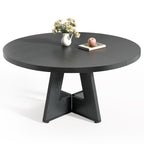 LITTLE TREE Round Dining Table for 4-6 People, 47 Inches Dining Room Table with Wooden Pedestal Base, Brown Dinner Tables, Circle Kitchen Tables for Kitchen, Living Room(Table Only)