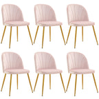 Velvet Dining Chairs Set of 4, Mid-Century Modern Upholstered Kitchen Chair with Metal Gold Legs for Living Room, Dining Room, White
