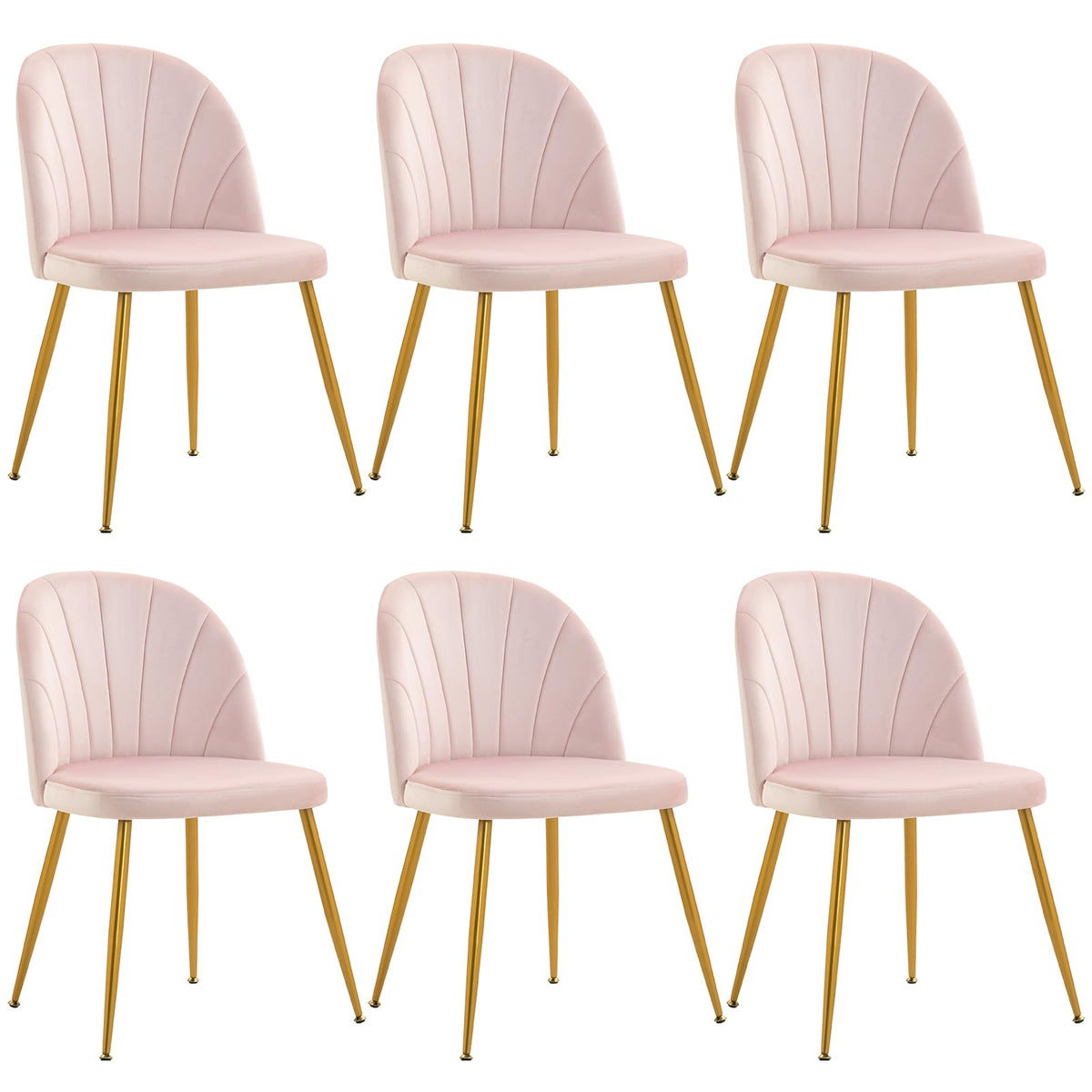 Velvet Dining Chairs Set of 4, Mid-Century Modern Upholstered Kitchen Chair with Metal Gold Legs for Living Room, Dining Room, White