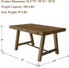 Rustic Farmhouse Dinning Table, Reclaimed Solid Wood Kitchen & Dining Room Table for 4-6 People, 59" Wooden Rectangular Kitchen Table with Trestle Base for Dining/Kitchen Room, Walnut
