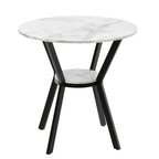 42" Round Dining Table for 4, Farmhouse Kitchen Table with Storage, Space Saving Circle Dinner Table, Rustic Wood Kitchen & Dining Room Tables with Metal Legs for Home, Apartment, Office, Restaurant