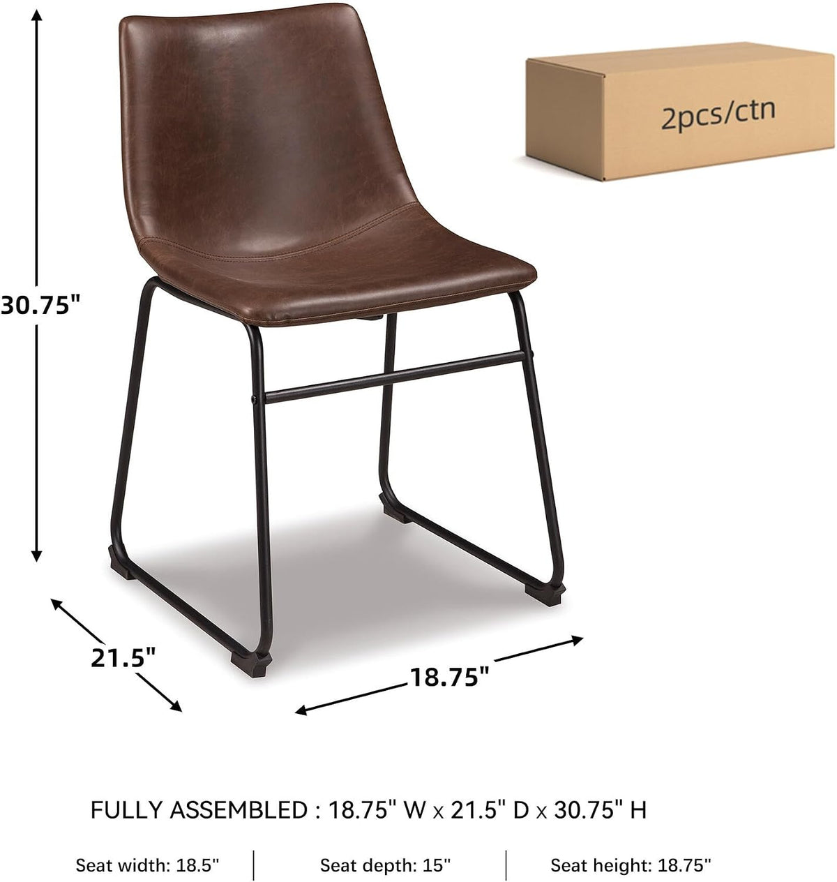 Signature Design by Ashley Centiar Mid-Century Dining Chair Set of 2, Brown