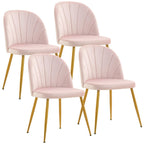 Velvet Dining Chairs Set of 4, Mid-Century Modern Upholstered Kitchen Chair with Metal Gold Legs for Living Room, Dining Room, White