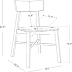 CHITA Soild Wood Dining Chairs Set of 4, Oak Wood Kitchen Chairs, Walnut