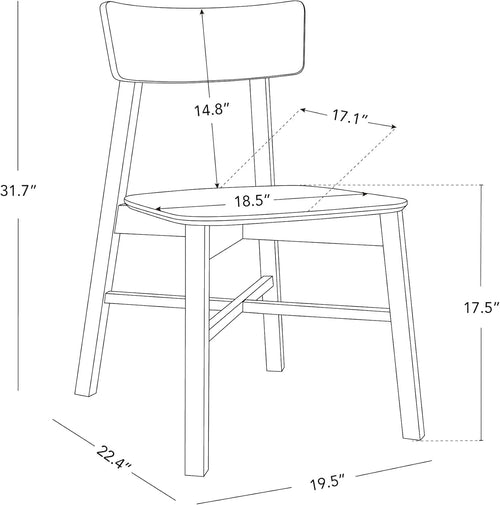 CHITA Soild Wood Dining Chairs Set of 4, Oak Wood Kitchen Chairs, Walnut