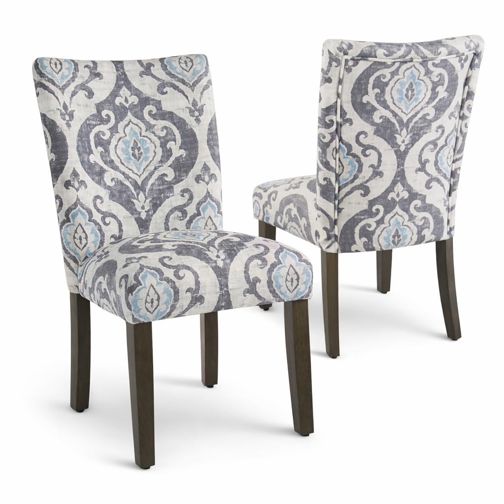 HomePop Parsons Classic Upholstered Accent Dining Chair, Set of 2, Suri Blue