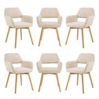 Mid Century Modern Dining Chairs Set of 2 & 4 & 6 Comfy Accent Chair Upholstered Kitchen Dining Living Room Chairs for Bedrooms Waiting Room Home Arm Desk Chair No Wheels (Wool White, 2)