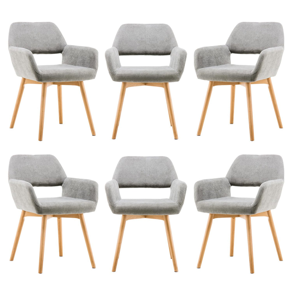Mid Century Modern Dining Chairs Set of 2 & 4 & 6 Comfy Accent Chair Upholstered Kitchen Dining Living Room Chairs for Bedrooms Waiting Room Home Arm Desk Chair No Wheels (Wool White, 2)