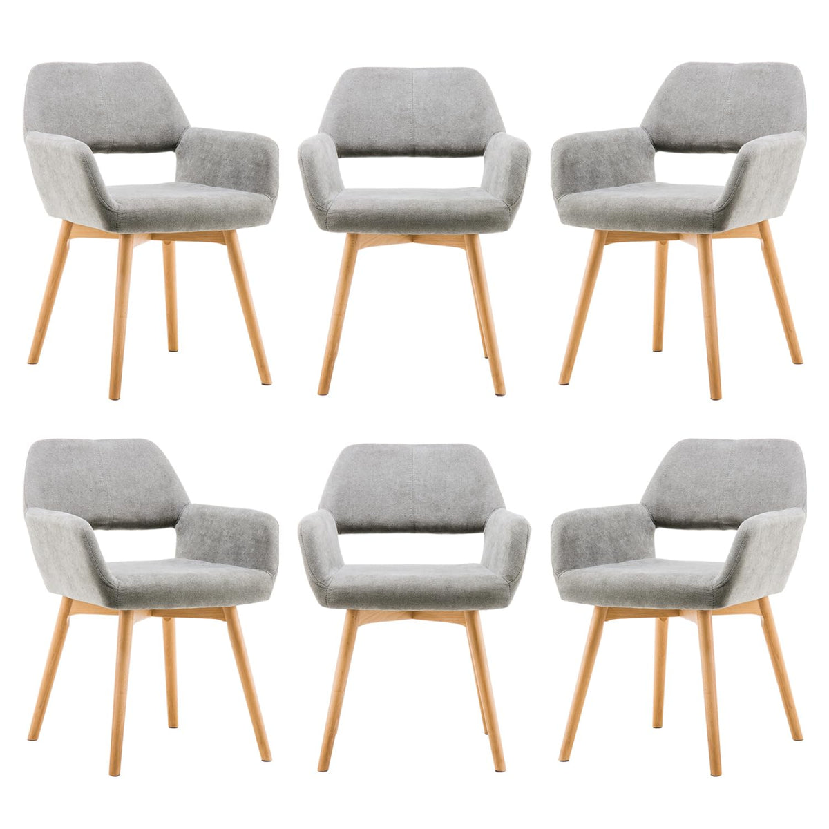 Mid Century Modern Dining Chairs Set of 2 & 4 & 6 Comfy Accent Chair Upholstered Kitchen Dining Living Room Chairs for Bedrooms Waiting Room Home Arm Desk Chair No Wheels (Wool White, 2)