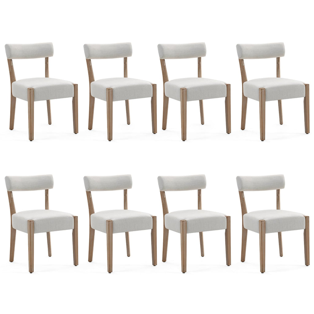 ZJhome Dining Chairs Set of 4,Mid Century Modern Dining Chair Set - Linen Upholstered Low Back Kitchen & Dining Room Chairs with Woven Design,Oatmeal Fabric