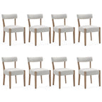ZJhome Dining Chairs Set of 4,Mid Century Modern Dining Chair Set - Linen Upholstered Low Back Kitchen & Dining Room Chairs with Woven Design,Oatmeal Fabric