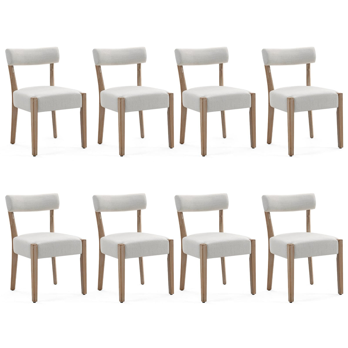 ZJhome Dining Chairs Set of 4,Mid Century Modern Dining Chair Set - Linen Upholstered Low Back Kitchen & Dining Room Chairs with Woven Design,Oatmeal Fabric