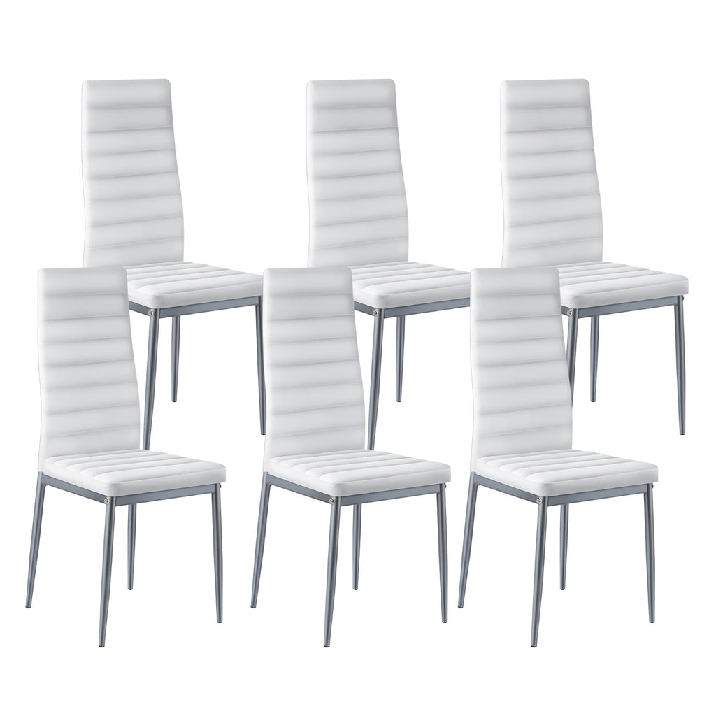 VEVOR Modern Dining Room Accent Chairs Set of 4, Upholstered Leather Side Chair for Living Room, Space-Saving Kitchen Chair with Thick Cushions and Metal Legs, Black